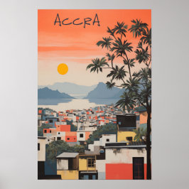 Travel Aesthetic Painting City Accra Ghana Poster