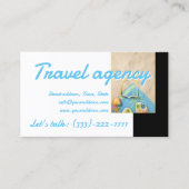Travel Agency Beach Time Schwarz-weiß Business Car Visitenkarte (Vorderseite)