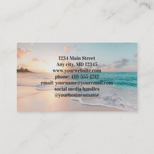 Travel Agent Beach Ocean Business Card Visitenkarte (Rückseite)
