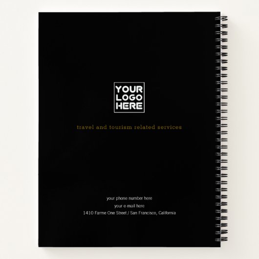 Travel Agent Black Notebook mit Flugzeug Notizblock (Rückseite)