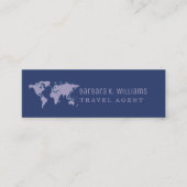 Travel Agent Blue Business Card Weltkarte Mini Visitenkarte (Vorderseite)