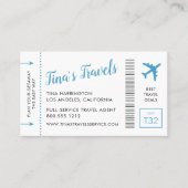 Travel Agent Blue Mini Boarding Pass Visitenkarte (Vorderseite)