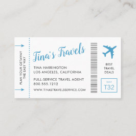 Travel Agent Blue Mini Boarding Pass Visitenkarte