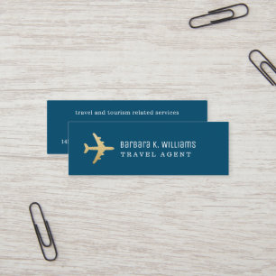 Travel Agent Business Card Flugzeug in blau Mini Visitenkarte