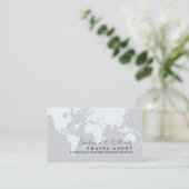 Travel Agent Business Card With Map Visitenkarte (Stehend Vorderseite)