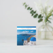 Travel Agent Business Logo Fotograf Santorini Quadratische Visitenkarte (Stehend Vorderseite)