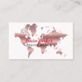 Travel Agent Faux Rose Gold World Map Destination Visitenkarte (Vorderseite)