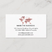 Travel Agent Faux Rose Gold World Map Destination Visitenkarte (Rückseite)