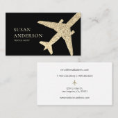 Travel Agent Imitats Gold Glitzer Flugzeug Visitenkarte (Vorne/Hinten)