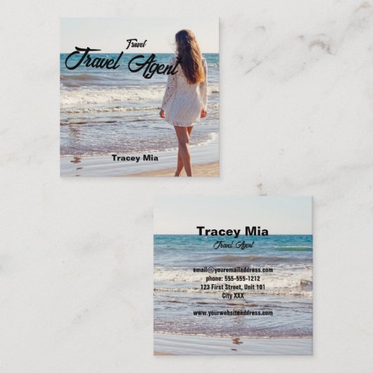 Travel Agent individuelle Name Quadratische Visitenkarte (Vorne/Hinten)