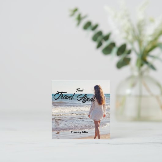 Travel Agent individuelle Name Quadratische Visitenkarte (Stehend Vorderseite)