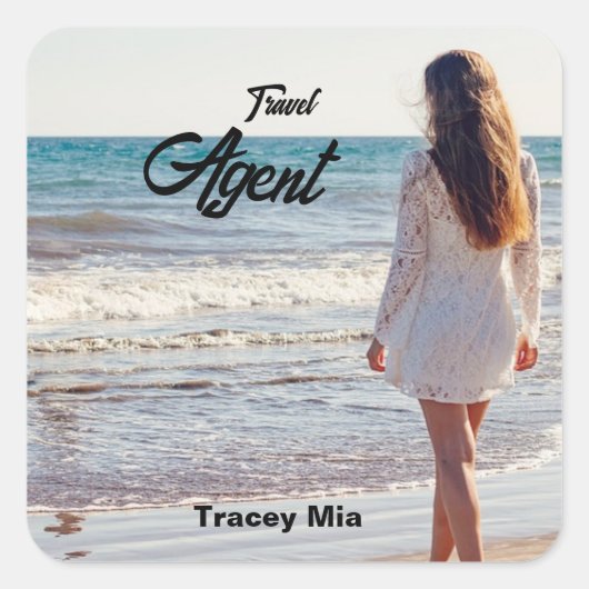 Travel Agent individuelle Name Quadratischer Aufkleber (Vorderseite)