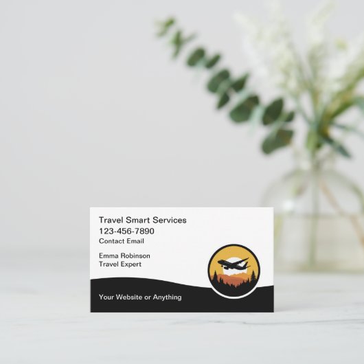 Travel Agent Moderne Emblem Business Cards Visitenkarte (Stehend Vorderseite)
