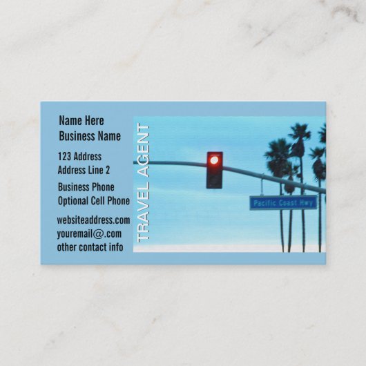 Travel Agent Pacific Coast California Highway Sign Visitenkarte (Vorderseite)