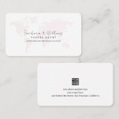 Travel Agent Pale Pink Weltkarte Visitenkarte (Vorne/Hinten)