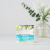 Travel Agent Tropical Beach Quadratische Visitenkarte (Stehend Vorderseite)