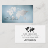 Travel Agent Watercolor World Map Tourism Booking Visitenkarte (Vorne/Hinten)