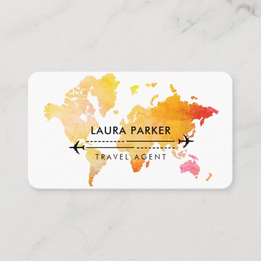Travel Agent World Map Vacacation Services Paint Visitenkarte (Vorderseite)