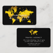 Travel Agent World Map Vacation Gold Glitzer Busi Visitenkarte (Vorne/Hinten)