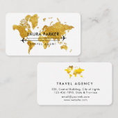 Travel Agent World Map Vacation Gold Glitzer Visitenkarte (Vorne/Hinten)