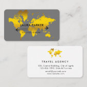 Travel Agent World Map Vacation Gold Glitzer Visitenkarte (Vorne/Hinten)