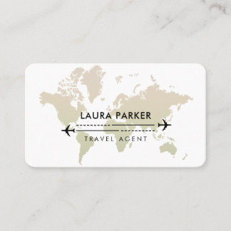 Travel Agent World Map Vacation Services Black Visitenkarte