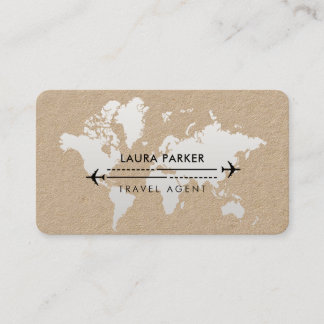 Travel Agent World Map Vacation Services Black Visitenkarte