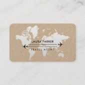 Travel Agent World Map Vacation Services Black Visitenkarte (Vorderseite)