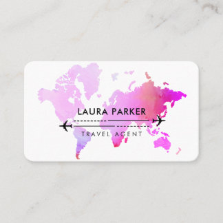 Travel Agent World Map Vacation Services Lila Visitenkarte