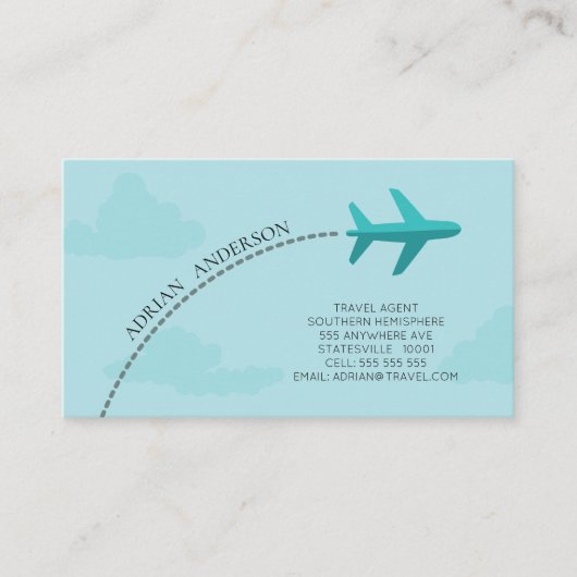 Travel Agent Writer Pilot Business Card Template Visitenkarte (Vorderseite)