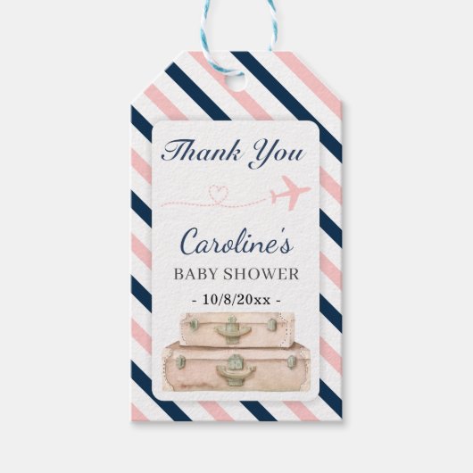 Travel Airplane Baby Shower Sprinkle neutrale Gefä Geschenkanhänger (Vorderseite)