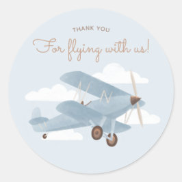 Travel Airplane Baby Shower Thank You Runder Aufkleber