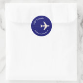 Travel Airplane benutzerfreundlich blau Runder Aufkleber (Tasche)