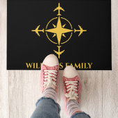 Travel Airplane Kompass Aviation Black Gold Custom Fußmatte