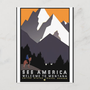 Travel America Print Retro Vintage Travel Postkarte