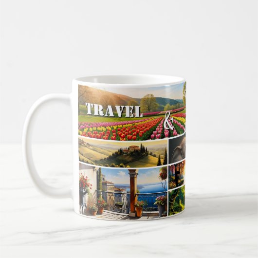 Travel and Adventure Holiday Photo Collage Kaffeetasse (Links)