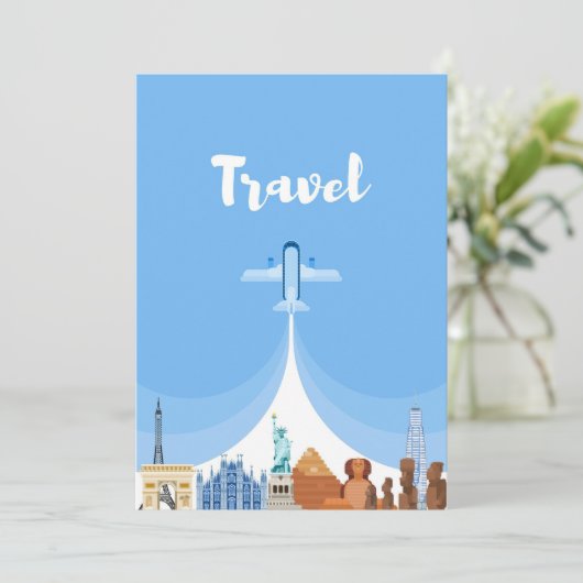 Travel Art Travel Around The World Dankeskarte (Stehend Vorderseite)