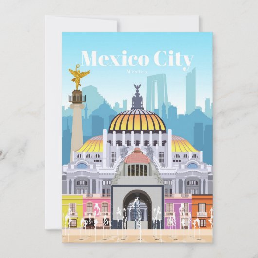 Travel Art Travel To Mexico City Einladung (Vorderseite)