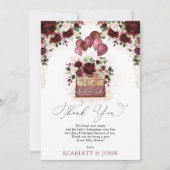 Travel Baby Dusche Burgundy Blush Floral Adventure Dankeskarte (Vorderseite)