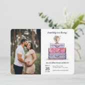 Travel Baby Dusche Rosa Lila Koffer Einladung (Stehend Vorderseite)