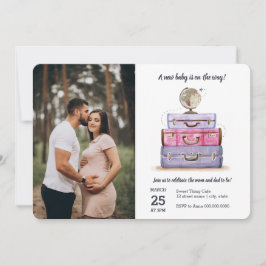 Travel Baby Dusche Rosa Lila Koffer Einladung