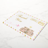 Travel Baby Girl Dusche Danke Karte Pink Gold (Gedreht)