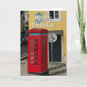 Travel Birthday Red Phone Booth Fun Photo  Karte (Vorderseite)