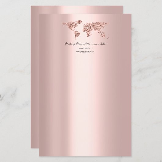 Travel Blogger Agency Earth Globe Rose Glitzer (Vorne/Hinten)