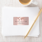 Travel Blogger Agency Earth Globe Rose Glitzer Adressaufkleber (Insitu)