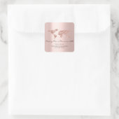 Travel Blogger Agency Earth Globe Rose Glitzer Quadratischer Aufkleber (Tasche)
