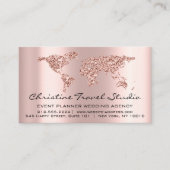 Travel Blogger Agency Earth Globe Rose Glitzer Visitenkarte (Vorderseite)