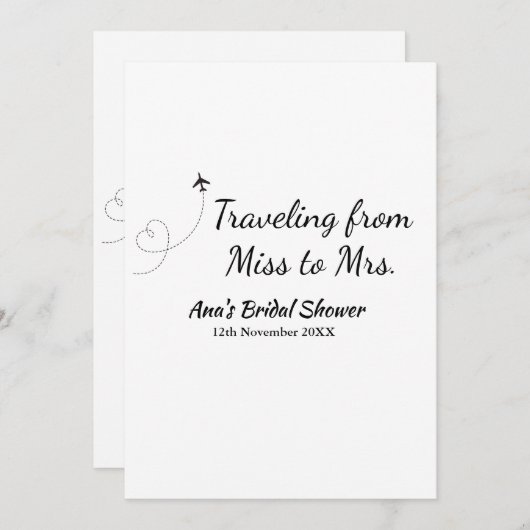 Travel Brautparty Namensdatum fehlen Frau Sim Einladung (Vorne/Hinten)