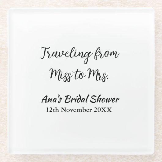 Travel Brautparty Namensdatum fehlen Frau Sim Glasuntersetzer (Vorderseite)