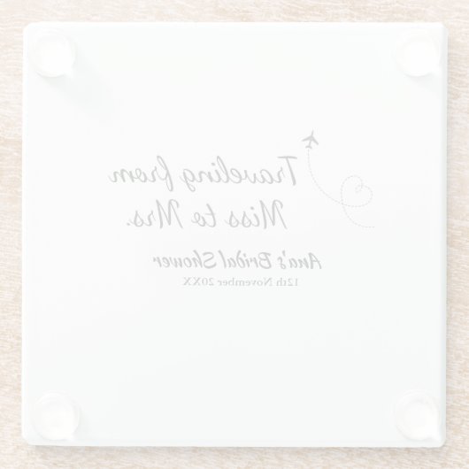 Travel Brautparty Namensdatum fehlen Frau Sim Glasuntersetzer (Rückseite)